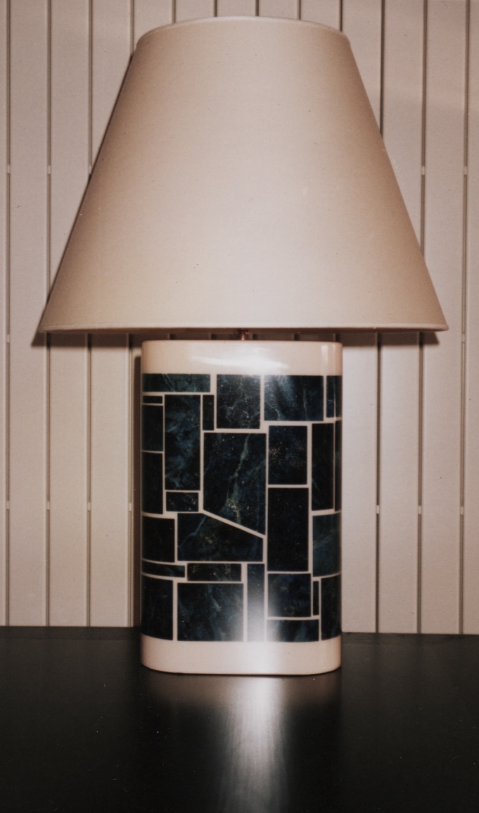 1980 - 2 - Pied de lampe imitation lapis lazuli